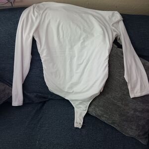 Abercrombie & Fitch Assymetrical Draped Bodysuit Large White
